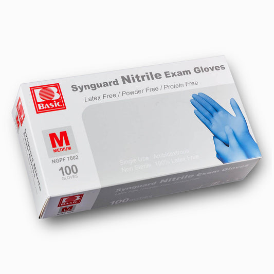 M - Disposable Synguard Nitrile Exam Blue Gloves